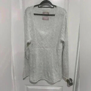 Size 2x Women's Duck Head Jeans Co. White Sparkle Long-Sleeve Sweater